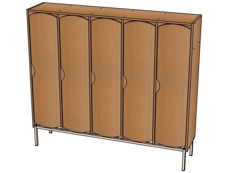 5-Section Wardrobe with Decorative Doors on Metal Frame - SHD23