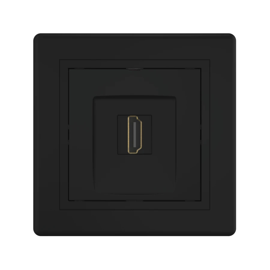 CADUCEUS ALING PRESTIGE Hidden Installation Socket with HDMI Keystone Module Type A-A, White/Black (Soft Touch) Art. 6163.E1E1E1