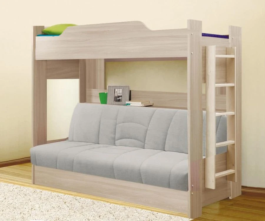 Wooden Bunk Bed for Kids with Sofa (1st Category)
