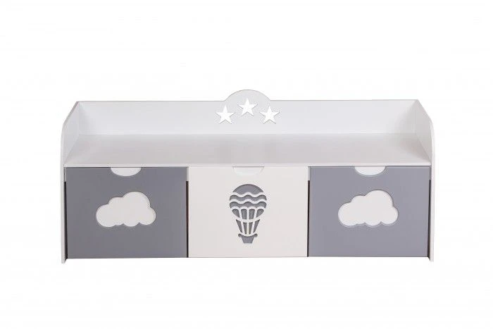 Stylish Toy Storage Unit with 3 Rolling Drawers - 120 cm