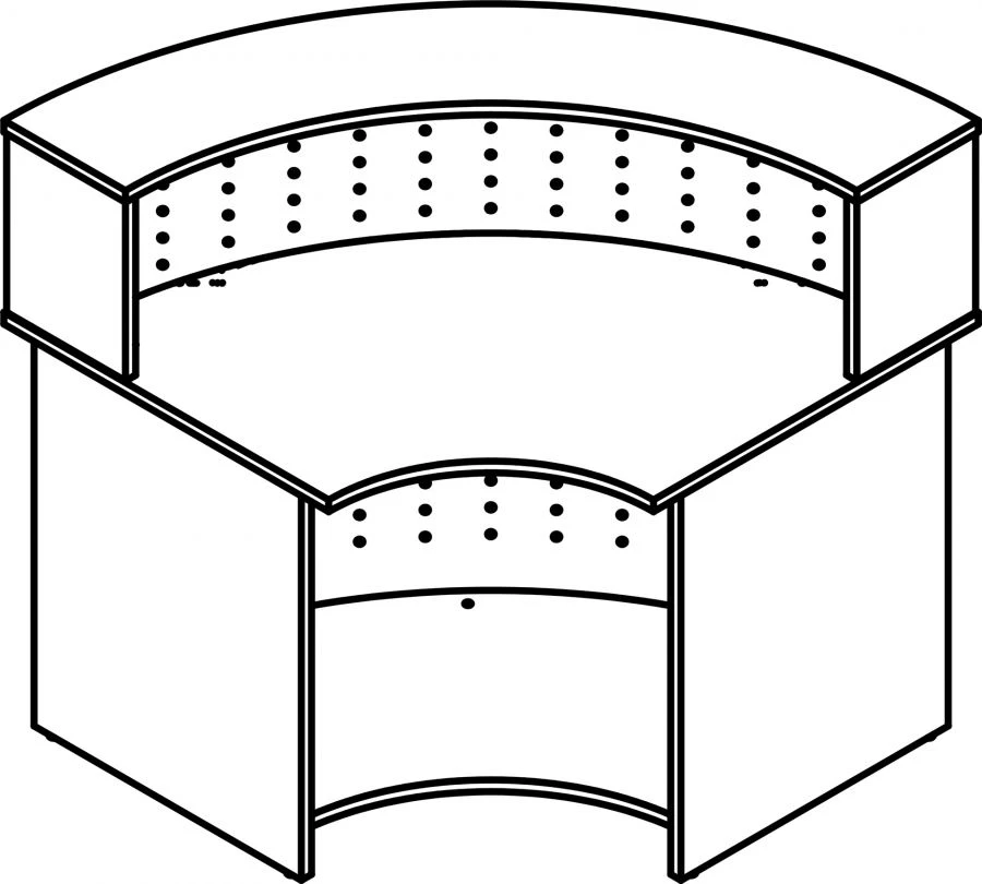 Corner Reception Desk with Metal Screen 7513 Rhythm Series