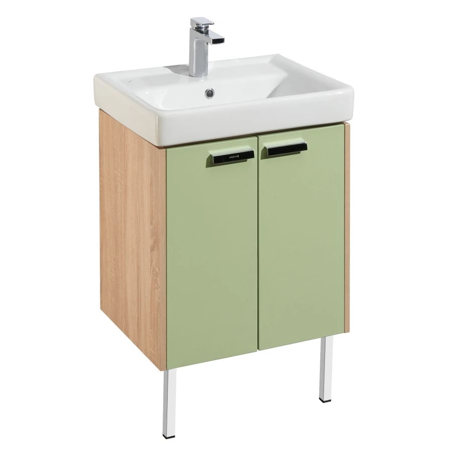Aquaton York 60 Sink Cabinet, Green, Sonoma Oak