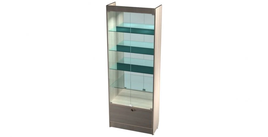 Wide Display Case with Drop-Down Front (Illuminated) 800x350x2150mm