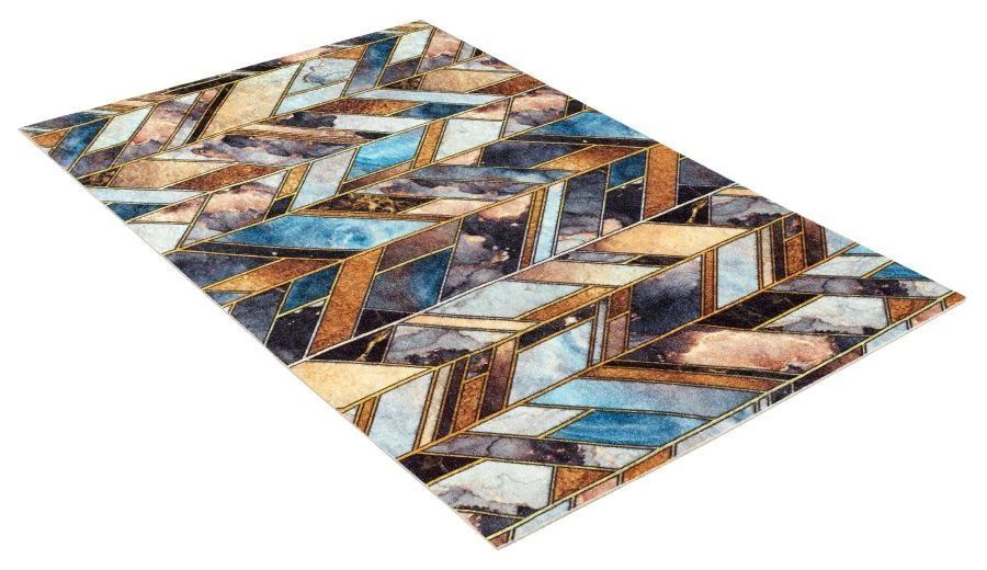 SHAHINTEX SILK PHOTOPRINT Decorative Cut-Out Rug "Marble Stained Glass" 39x60 cm