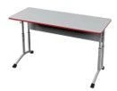 Two-Seat School Desk with Perforated Screen and Adjustable Desktop Angle