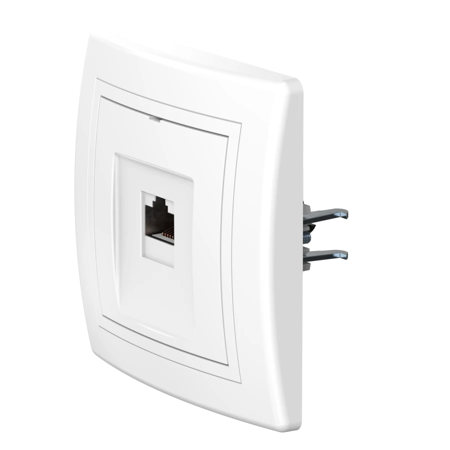 CADUCEUS ALING PRESTIGE Hidden Installation Computer Socket with Keystone RJ45 8P8C Cat.6 UTP, White, Art. 6150.000