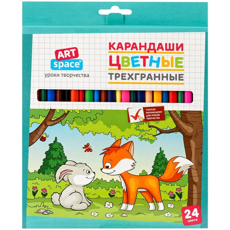 Artspace "Forest Dwellers" 24 Colored Pencils, Triangular, Pre-sharpened, Cardboard Packaging, Eurohook