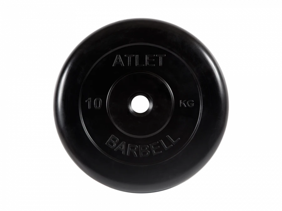 Rubber-Coated Weight Disc "Atlet", Black, 26 mm, 10 kg