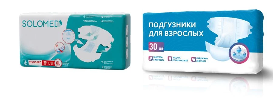 Adult Disposable Diapers "Standard" XL Size, 30 Pack