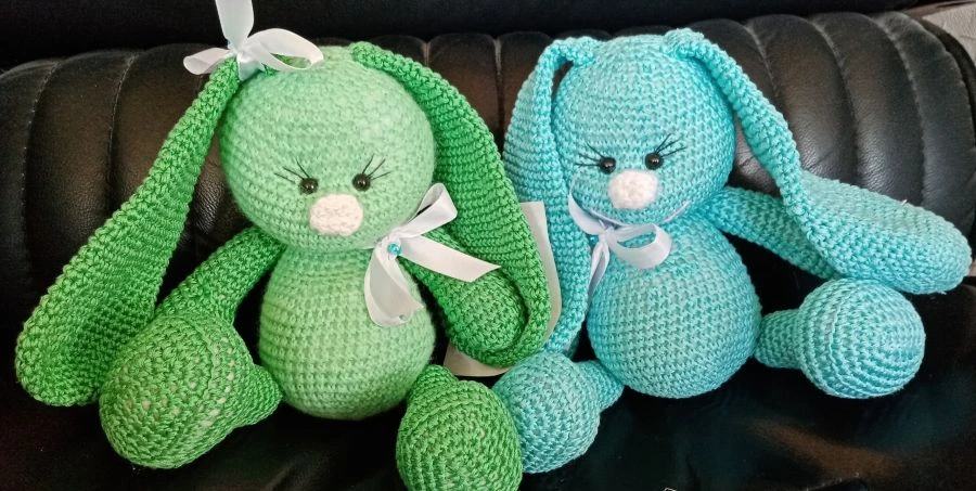 لعبة دمية أرنب ناعمة - مصنوعة من خيوط قطنية