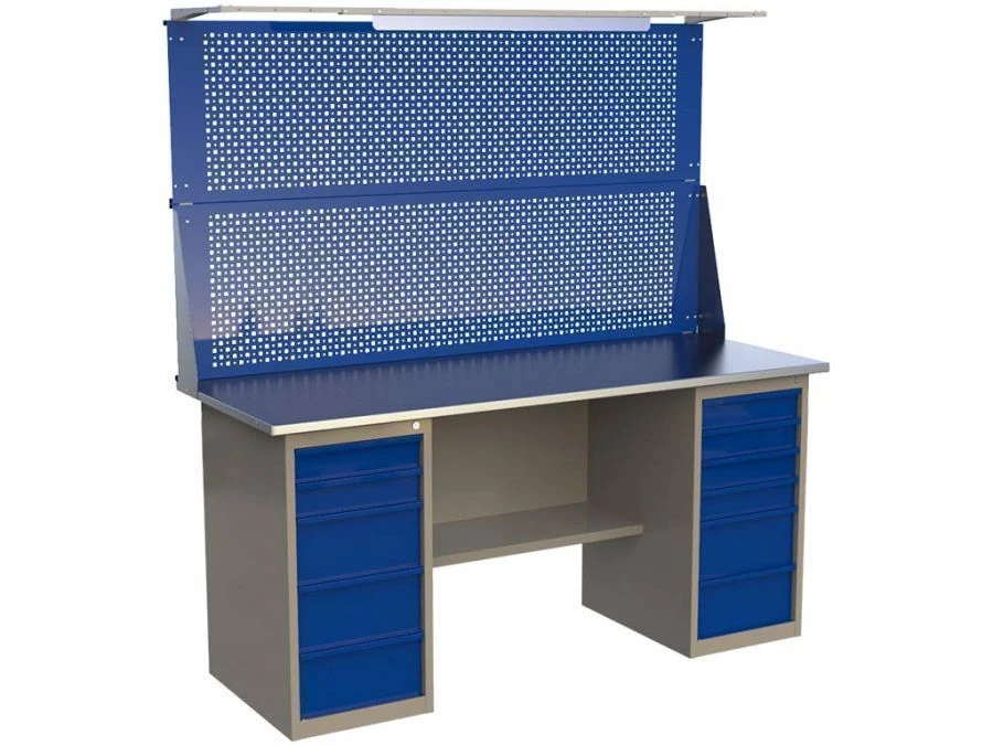 Metal Workbench by Edelwood with Drawers