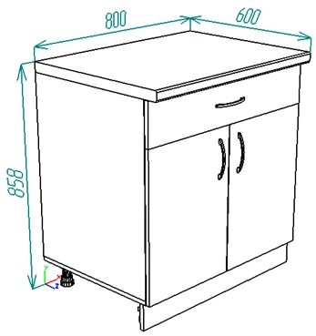خزانة مطبخ أرضية مع درج 800