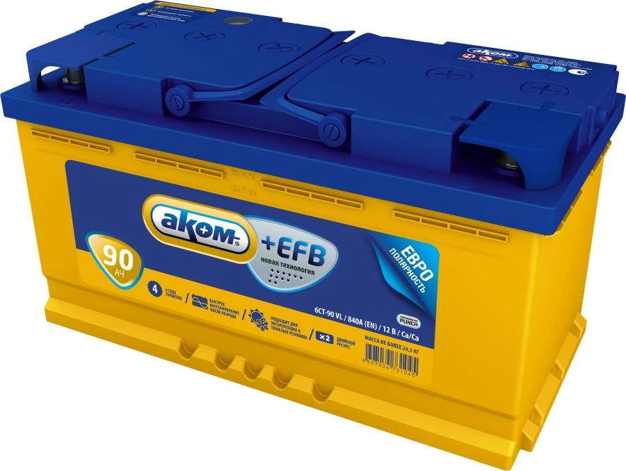 Lead-Acid Starter Battery 6ST-90VL ACOM Euro EFB