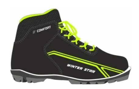 Winter Star Comfort Black Ski Boots S (Neon Lime Logo)