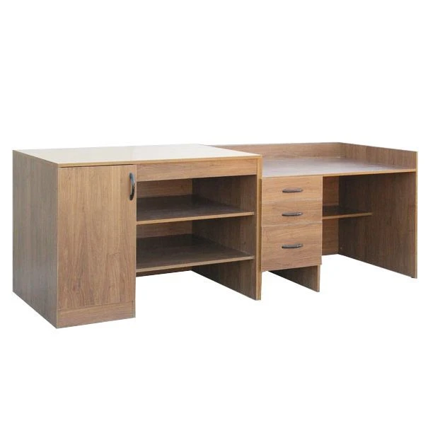 طاولة عرض مع تخزين ورفوف