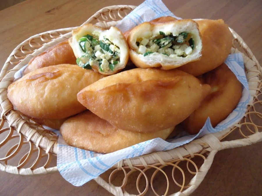 Fried Pastry with Rice and Onion - Traditional Snack