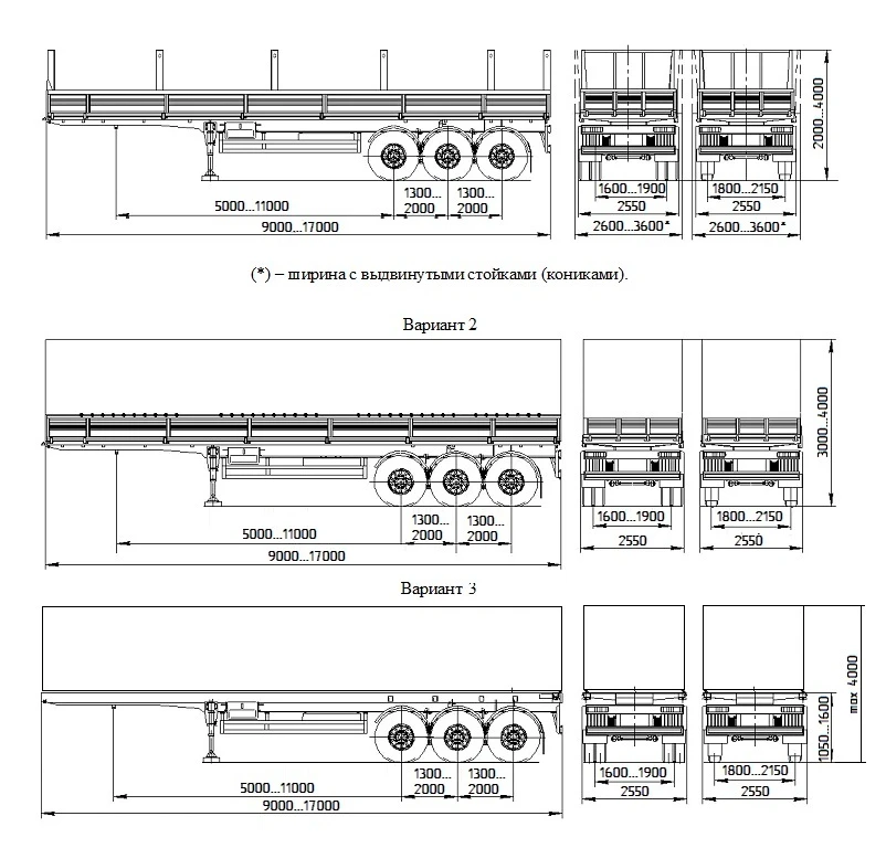 Side Platform Semi-Trailer UST 946519 with Removable Sides