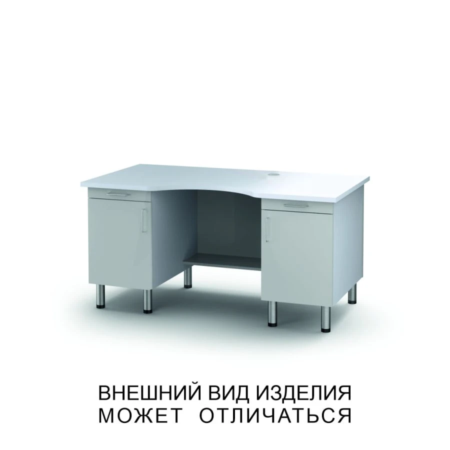 طاولة ميكروسكوب مع خزانتين مزدوجتين وأرفف قابلة للسحب