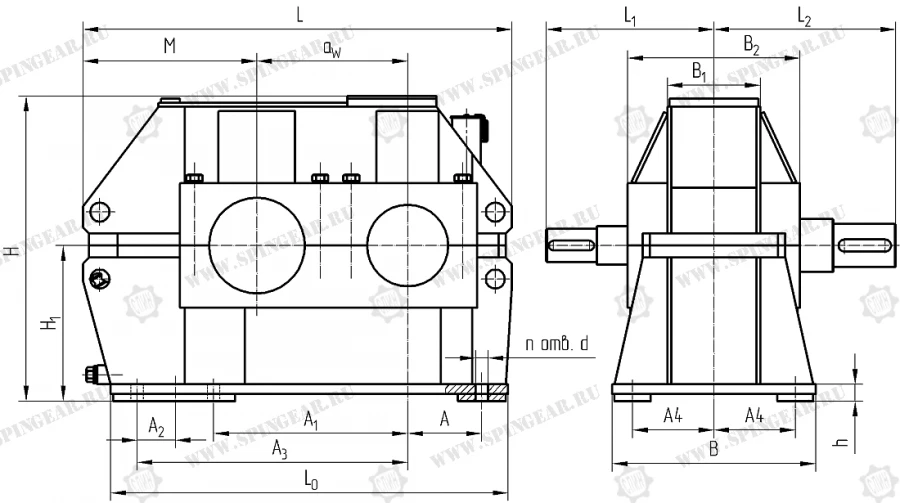 Horizontal Single-Stage Cylindrical Gear Reducer RCO-400