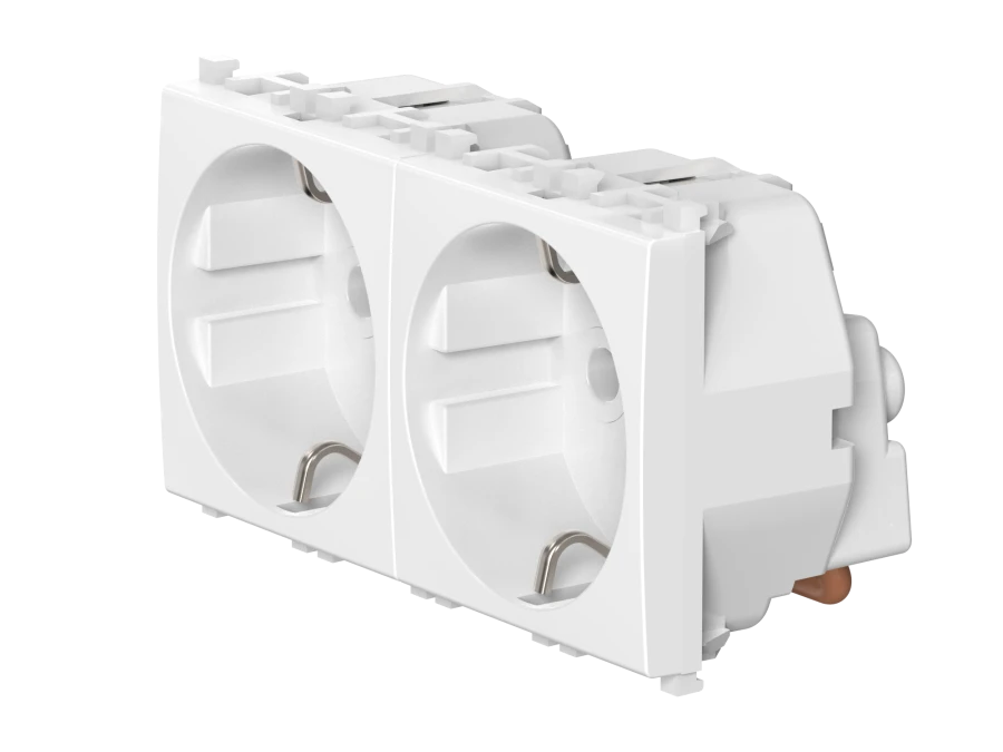 CADUCEUS ALING Experience Double Socket with Grounding 2x16A, 250V, White, Art. 74112.0