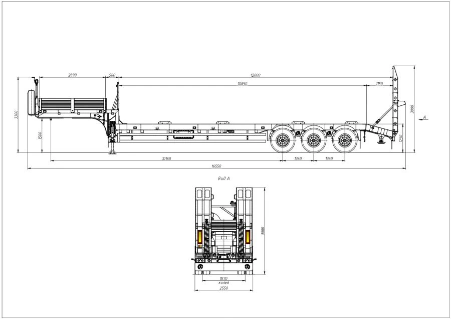 مقطورة 98134V مع مساحة تحميل - إطار، منصة، درع أمامي، سلم