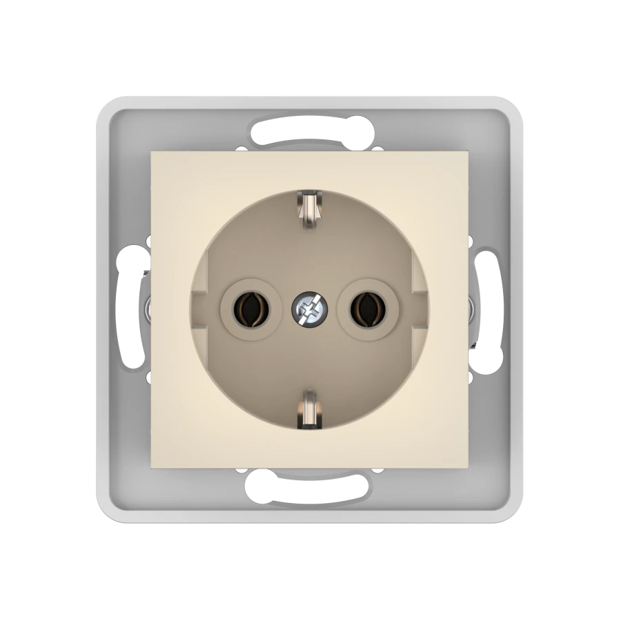 CADUCEUS ALING PRESTIGE Hidden Socket with Grounding, 16A, 250V, Beige, Art. 60