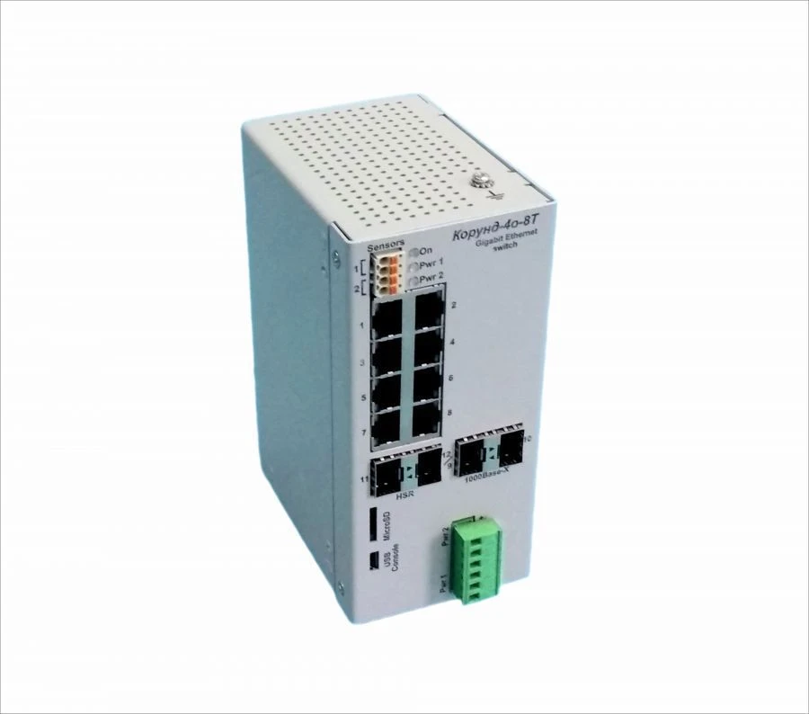 Industrial Switch Korund-4o-8T with Red Box Backup