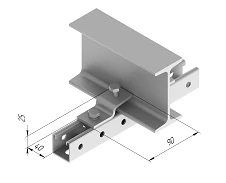 Bar clamp with thread SMA 637, overall dimensions 40x90 mm, metal thickness 5,0 mm, thermal diffusion galvanisation