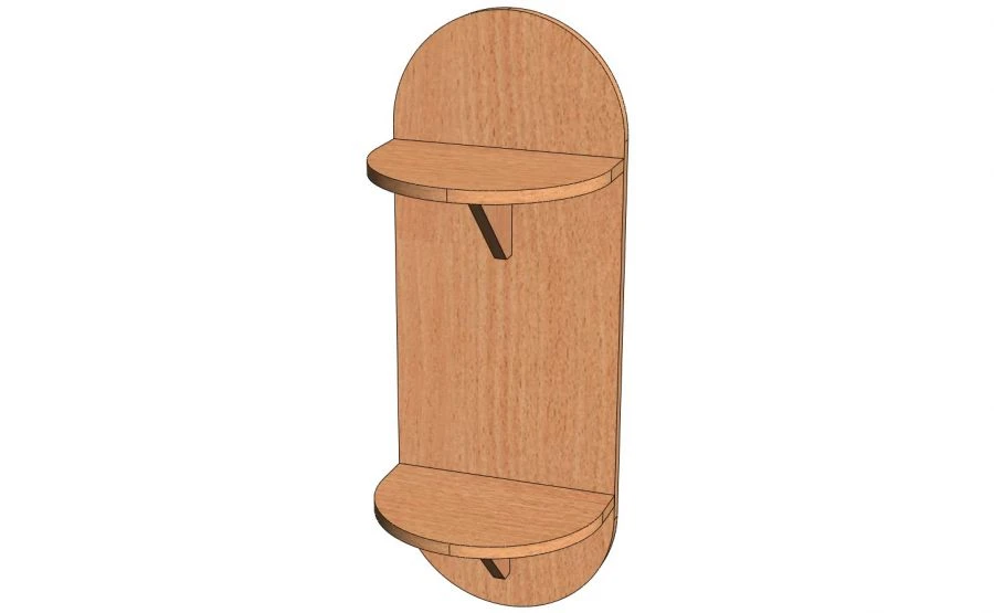 Wall Shelf with Two Side Shelves - Model PN-2