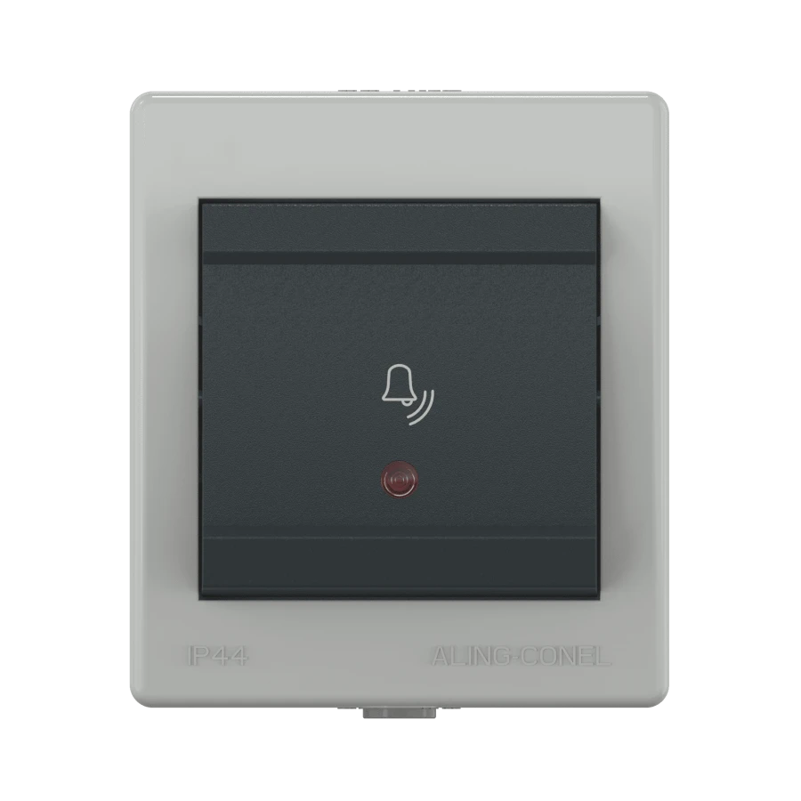Caduceus Aling Power Single-Button Bell Switch with Indicator 10A, 250V, Gray Anthracite, Model 256I.1A