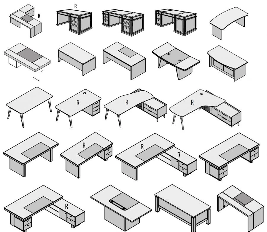 Executive Office Desk - Wooden Frame, Various Series Models