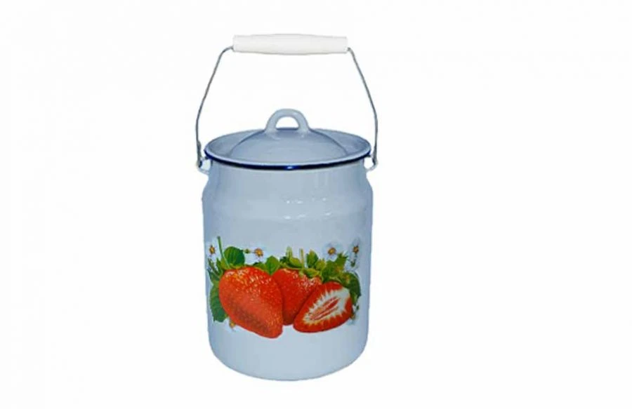 Enamelled Steel Bucket with Plastic Handle, 3.5L