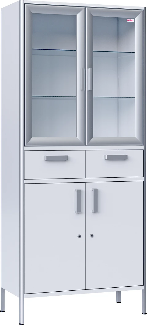 Medical Storage Cabinet with Glass Shelves for Pharmaceuticals and Supplies