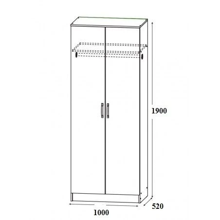 خزانة ذات بابين بلون البلوط الفاتح