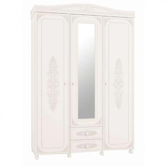 Functional 3-Door Wooden Wardrobe with Mirror "Assol" AS-27