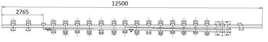 R65 Straight Frame Rail with Curved Switch Point - SP524-02