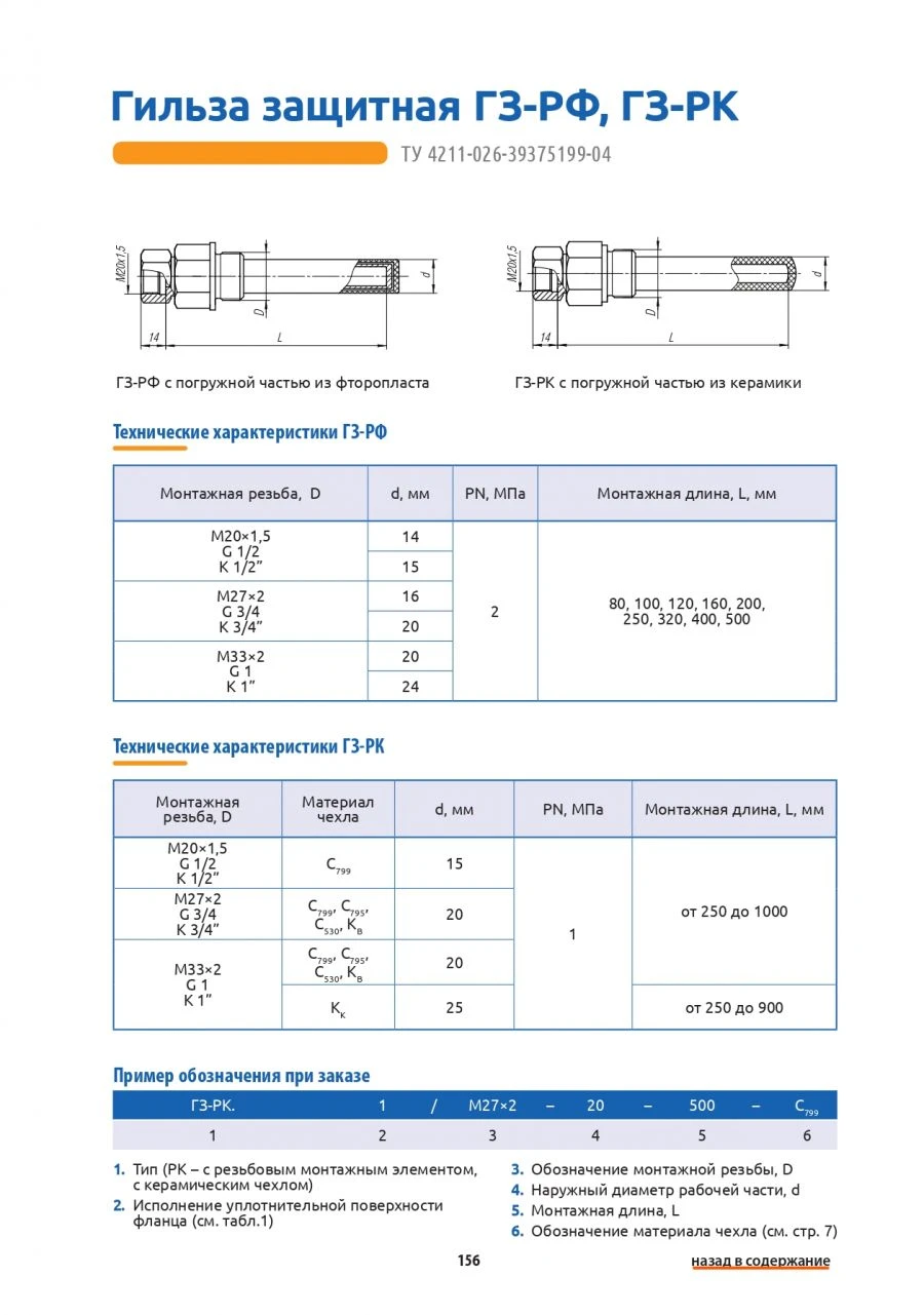 Protective Sleeve GZ-RK for Thermoelectric Sensors