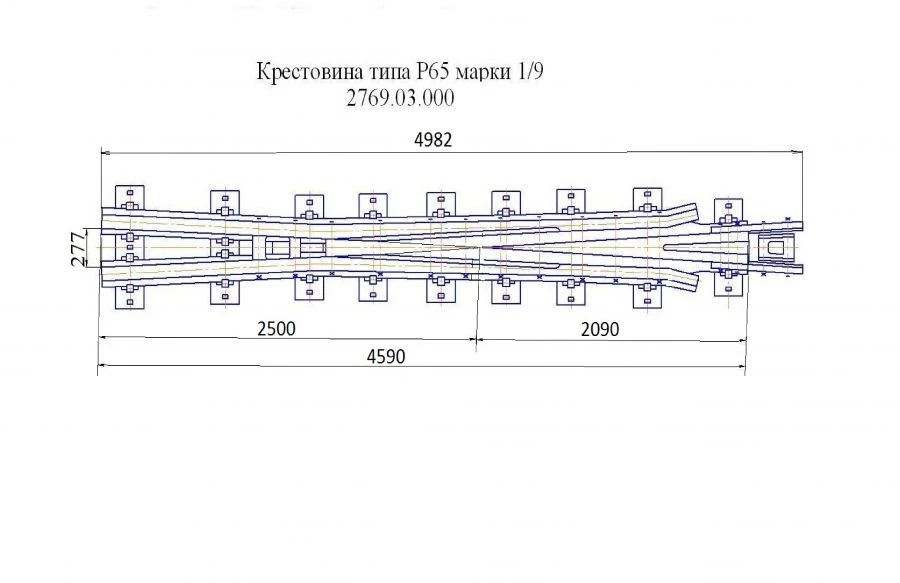 R65 Type Cross Member for Switches, Model 1/9, Project 2769.03.000
