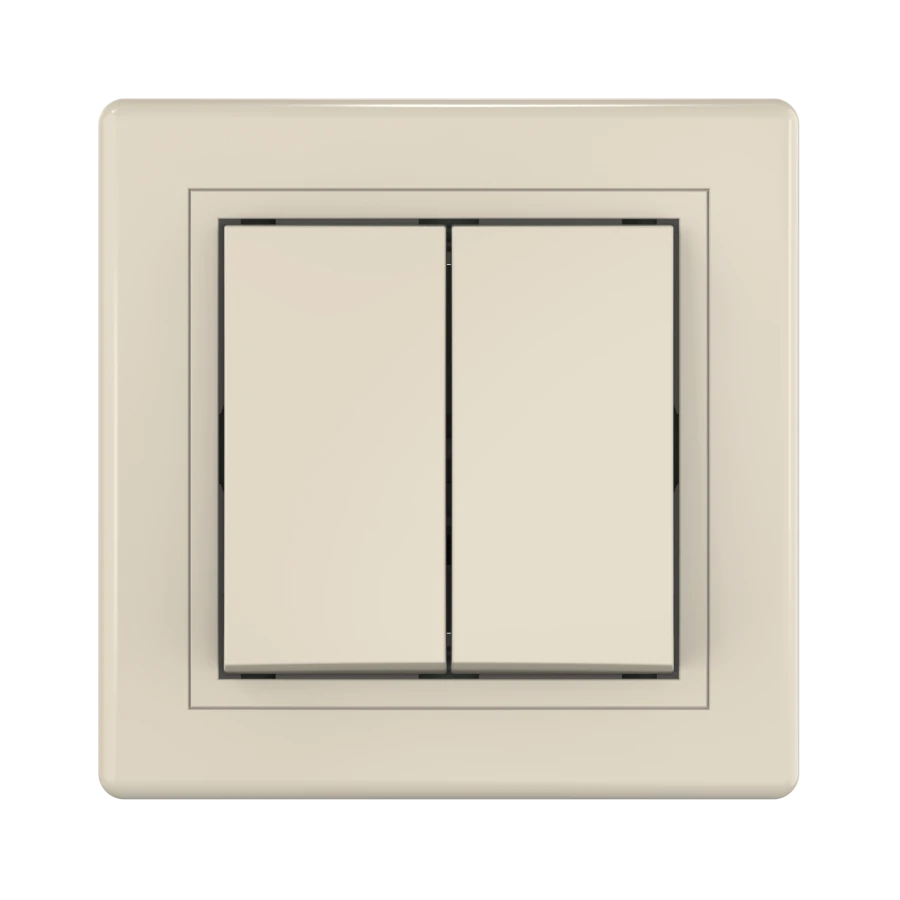 Caduceus Aling Prestige Double Push Switch 10A, 250V - Beige, Model 6072.999