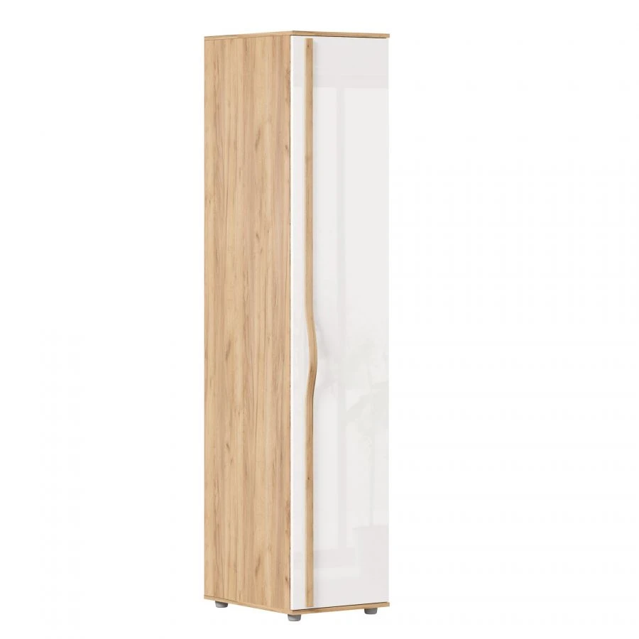 Marta-2 Single Door Cabinet (Golden Oak/White Gloss)