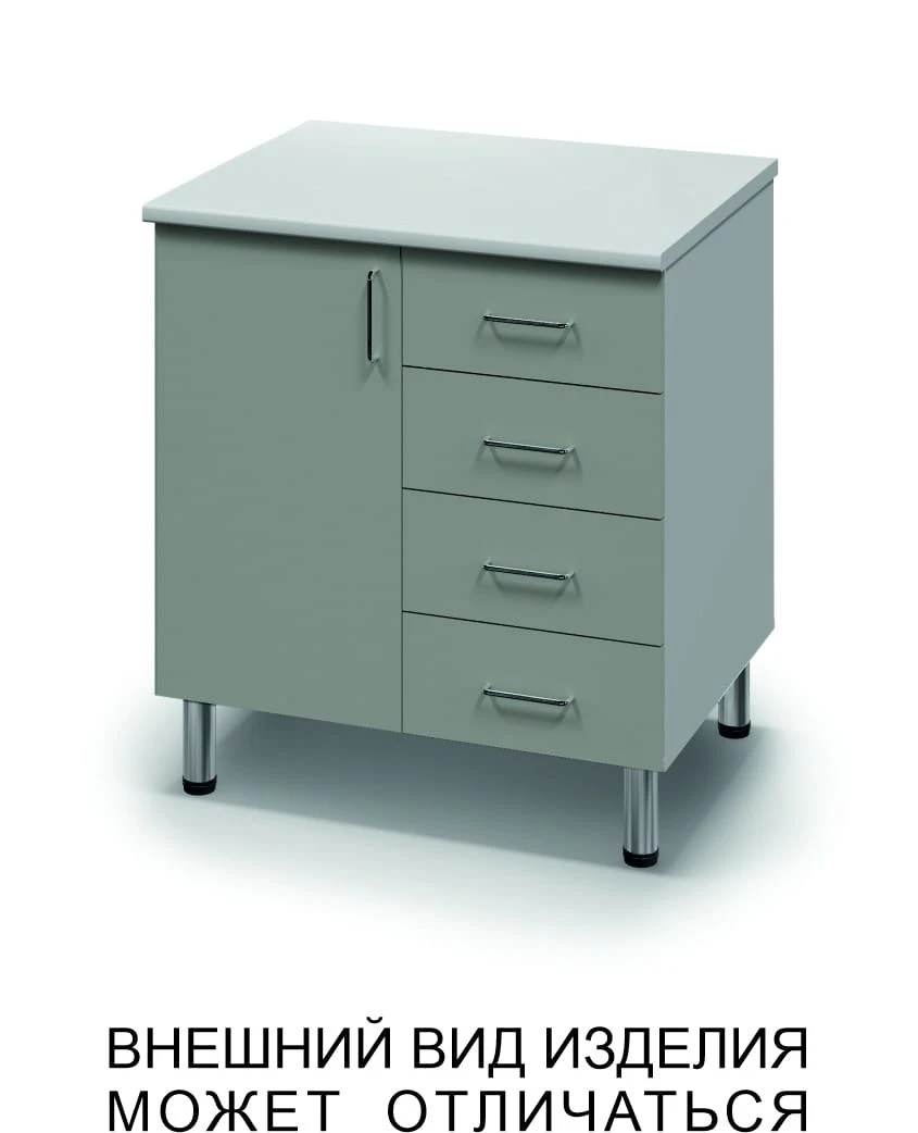Height-Adjustable Base Cabinet with One Swing Door and Four Drawers