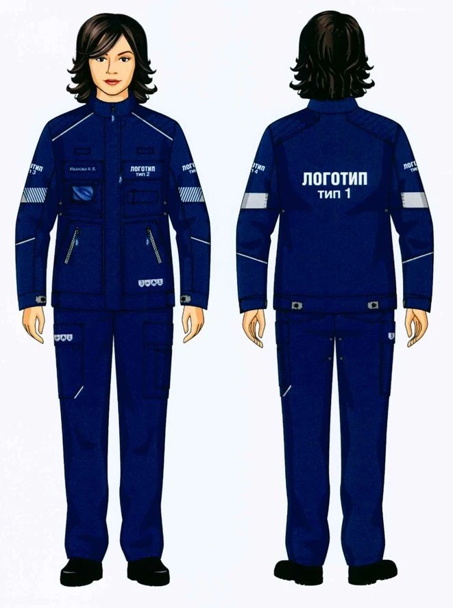 بدلة نسائية (سترة، بنطلون) لحماية من الملوثات الصناعية - تصميم غازبروم نفط