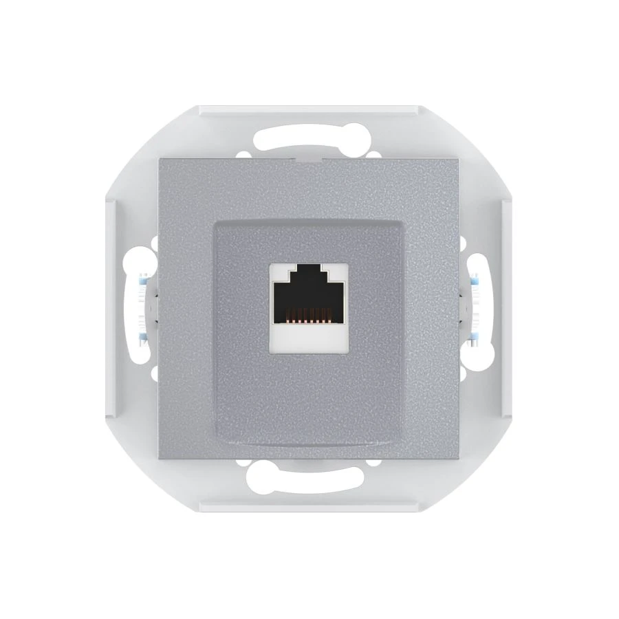 CADUCEUS ALING PRESTIGE Hidden Mount Computer Socket with RJ45 8P8C Cat.6 FTP Module, Silver, Art. 60150S