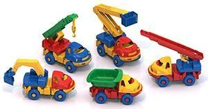 Baby Series Toy Vehicles - Dump Truck, Fire Truck, Excavator, Crane, Road Machine