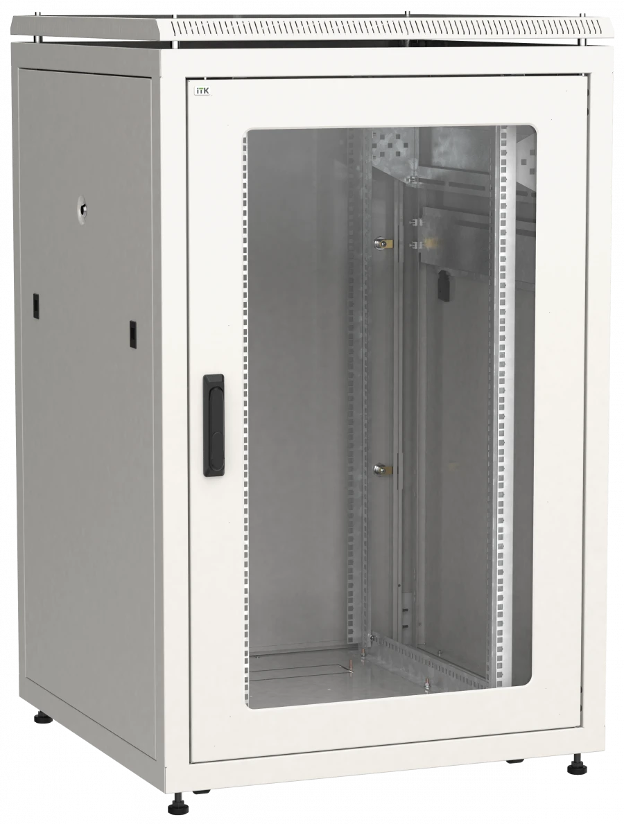 LINEA N 24U Floor-Standing Cabinet 800x800mm with Glass Front Door