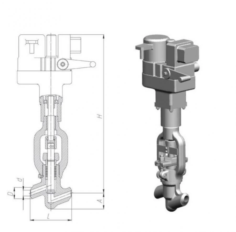 Electric Actuated Shut-off Valve DN40/PN37.3 Model 1054-40-ЭН