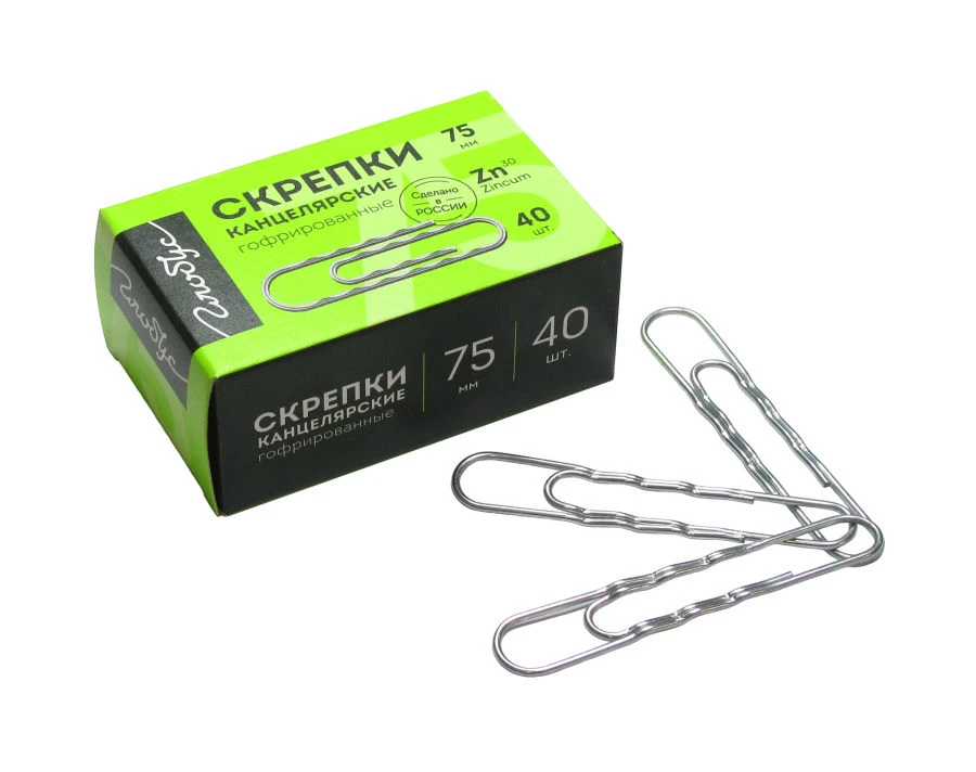 75 mm Paper Clips, Corrugated, Galvanized - 40 pcs