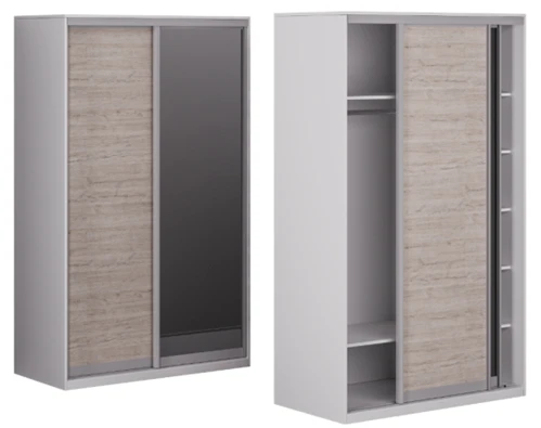 خزانة ملابس منزلقة SHRK13 مع رفوف وعصا