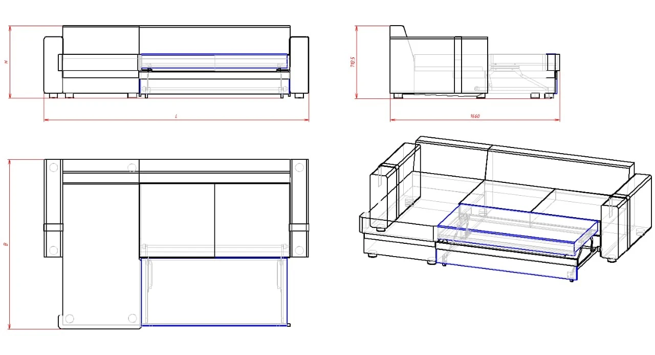 Convertible Sofa DR Series - Versatile for Sitting and Lying