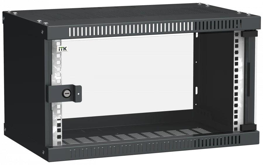 LINEA WE 6U Wall Cabinet 550x350mm Black Glass Door LWE5-06U53-GF